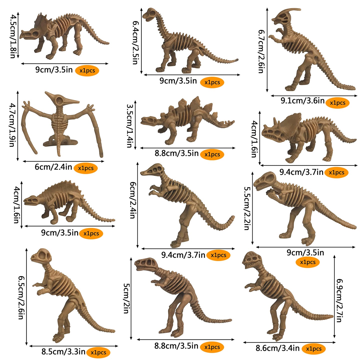 Ppxmeeudc 36 Pcs Dinosaur Fossil Skeletons Dinosaur Skeleton Toys Assorted Figures Dino Bones For Dino Sand Dig Science Play Party Favor Decorations