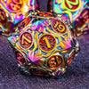 Kerwellsi 7Pcs Polyhedral Metal Dnd Dice Set D&D With Gift Box, Rainbow Red Nature Vines Leaf Dungeons And Dragons Role Playing