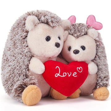 Ikasa Hedgehog Stuffed Animal Plush Toy Holding Heart With Love For Valentine Day,7.8'' Pair Of Cute Soft Small Toys,Gifts For G