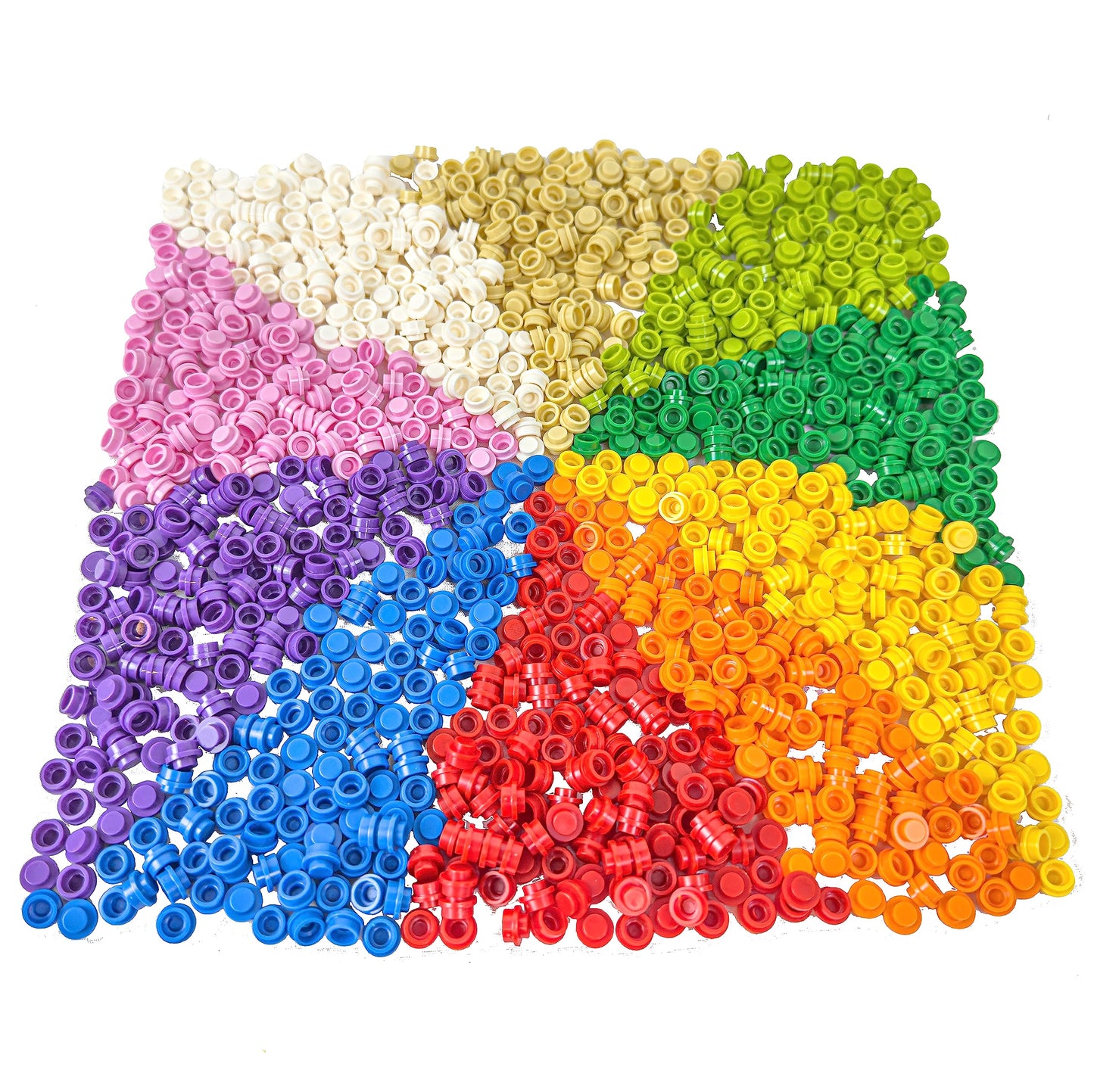 Minizfigs 1050PCS Multicolor 1x1 Round Plates | Bulk Building Blocks Parts and Pieces Rainbow Dots Pieces Circle Studs Flat Bric