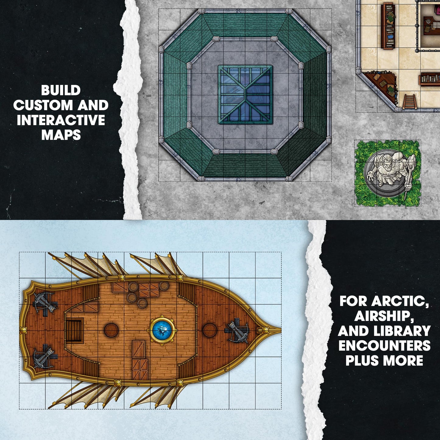 Dungeon Craft Volume 2 Game, Hundreds Of Terrain Pieces, Cut Place Play, Build Interactive Maps, Double-Sided & Water-Resistant,