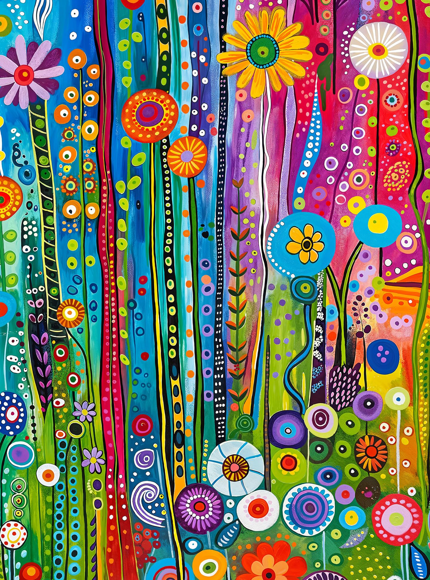 Cross & Glory - Daisy Streets and Rainbow Skies - 1000 Piece Jigsaw Puzzle for Adults | Abstract Cityscape Puzzle | Challenging