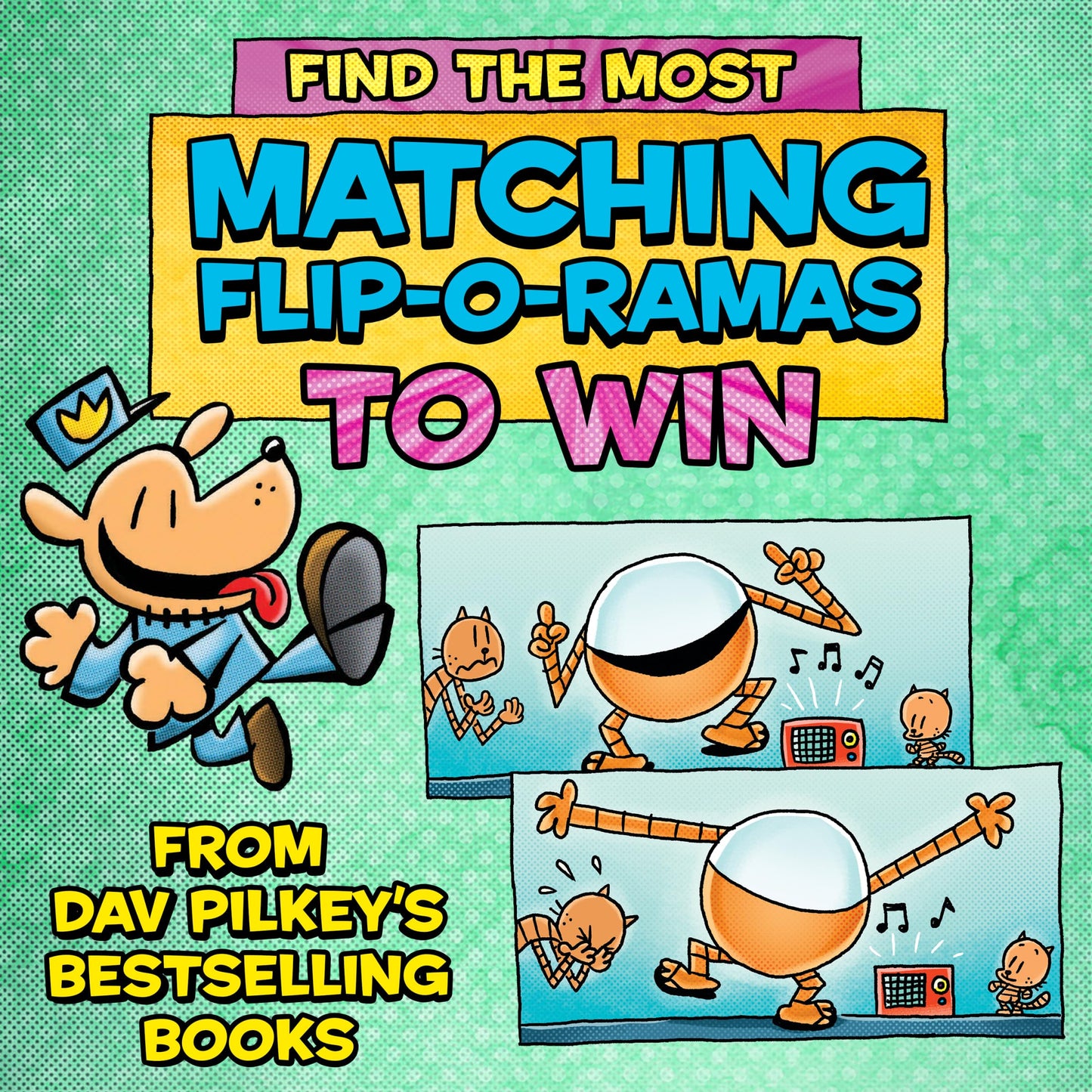 University Games, Dog Man Flip-o-Rama Card Matching Game, Based on The Dog Man Books Series, for 2 or More Players Ages 6 and Up