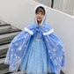 Purfeel Girls Princess Velvet Cape Kids Elsa Hooded Princess Cape Halloween Snow Cloak Costume 3-6Years
