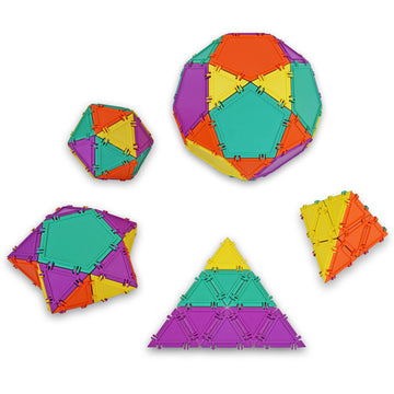 Geometiles 3D Building Set - 32-pc Math Learning Toy, Mini Set 1, Plastic, Made in USA, Pentagon/Triangle