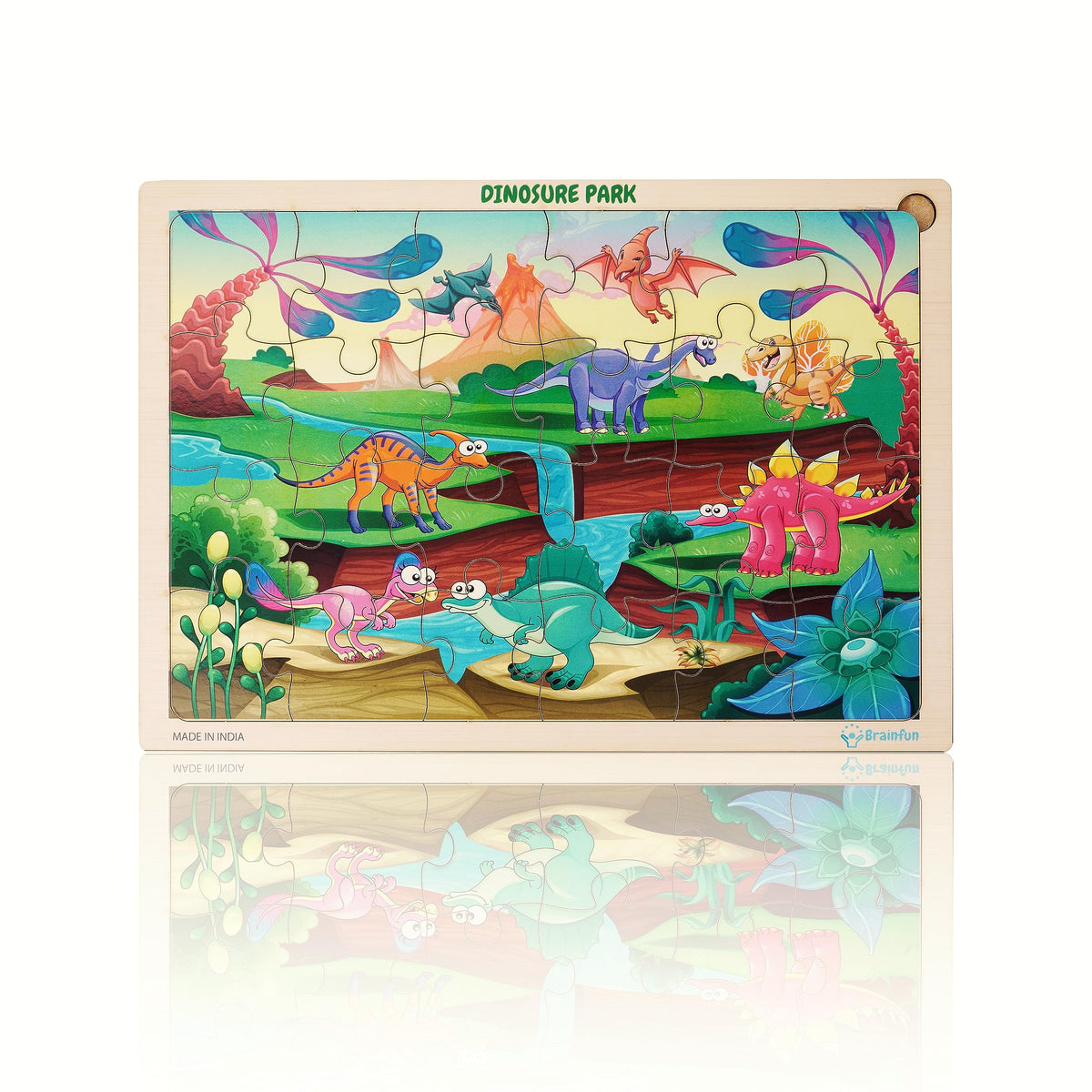 Lefan Wooden Jigsaw Puzzle Dinosure Park Jigsaw Dinosaur Jigsaw Puzzle For Kids Of Age 35 Years Educational Puzzle Toys Learnin