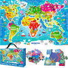 QUOKKA Giant Floor Puzzle for Kids Ages 4-6 - 2x3 Feet Extra-Thick 48 Pieces Toddler Puzzle Ages 3-5 - World Map Educational Activity for Boys Girls - enhanced Box with Sturdy Handle & Magnetic Closure