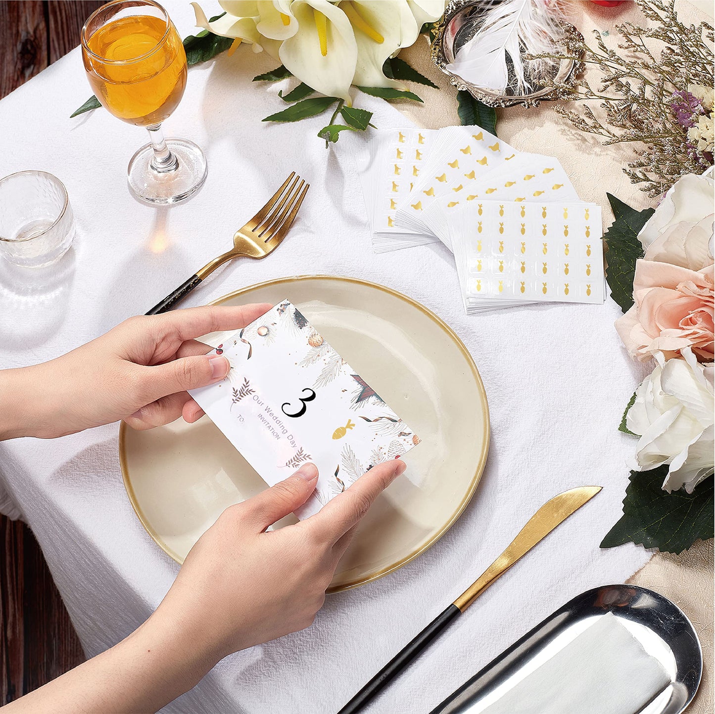 Olycraft 1200Pcs 4 Styles Gold Meal Stickers 1 Inch Food Choice Sticker Cow/Chicken/Fish/Carrot Wedding Meal Indicator Stickers
