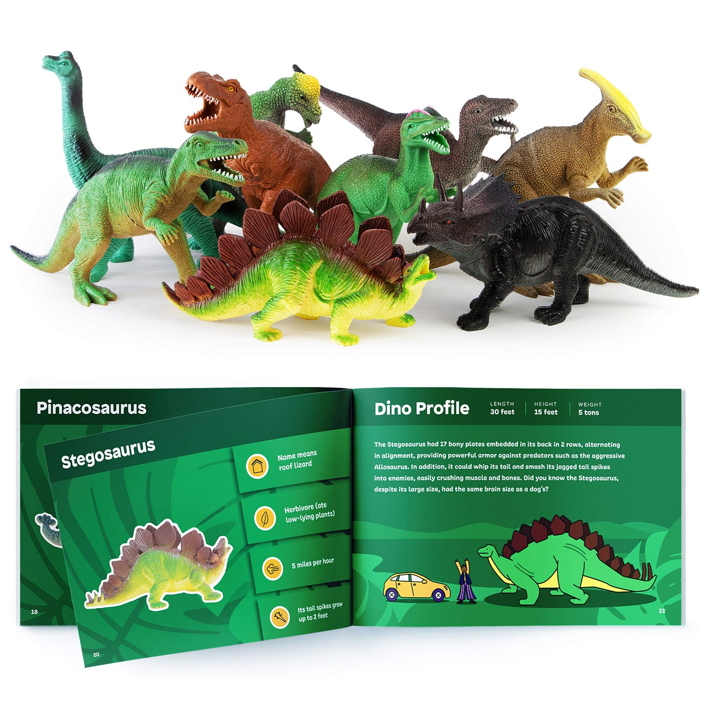 Boley 12 Pack 9-Inch Educational Dinosaur Toys - Kids Realistic Toy Dinosaur Figures For Cool Kids And Toddler Education! (T-Rex, Triceratops, Velociraptor, And More!)