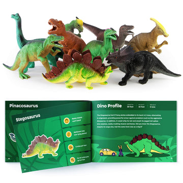 Boley 12 Pack 9-Inch Educational Dinosaur Toys - Kids Realistic Toy Dinosaur Figures For Cool Kids And Toddler Education! (T-Rex, Triceratops, Velociraptor, And More!)