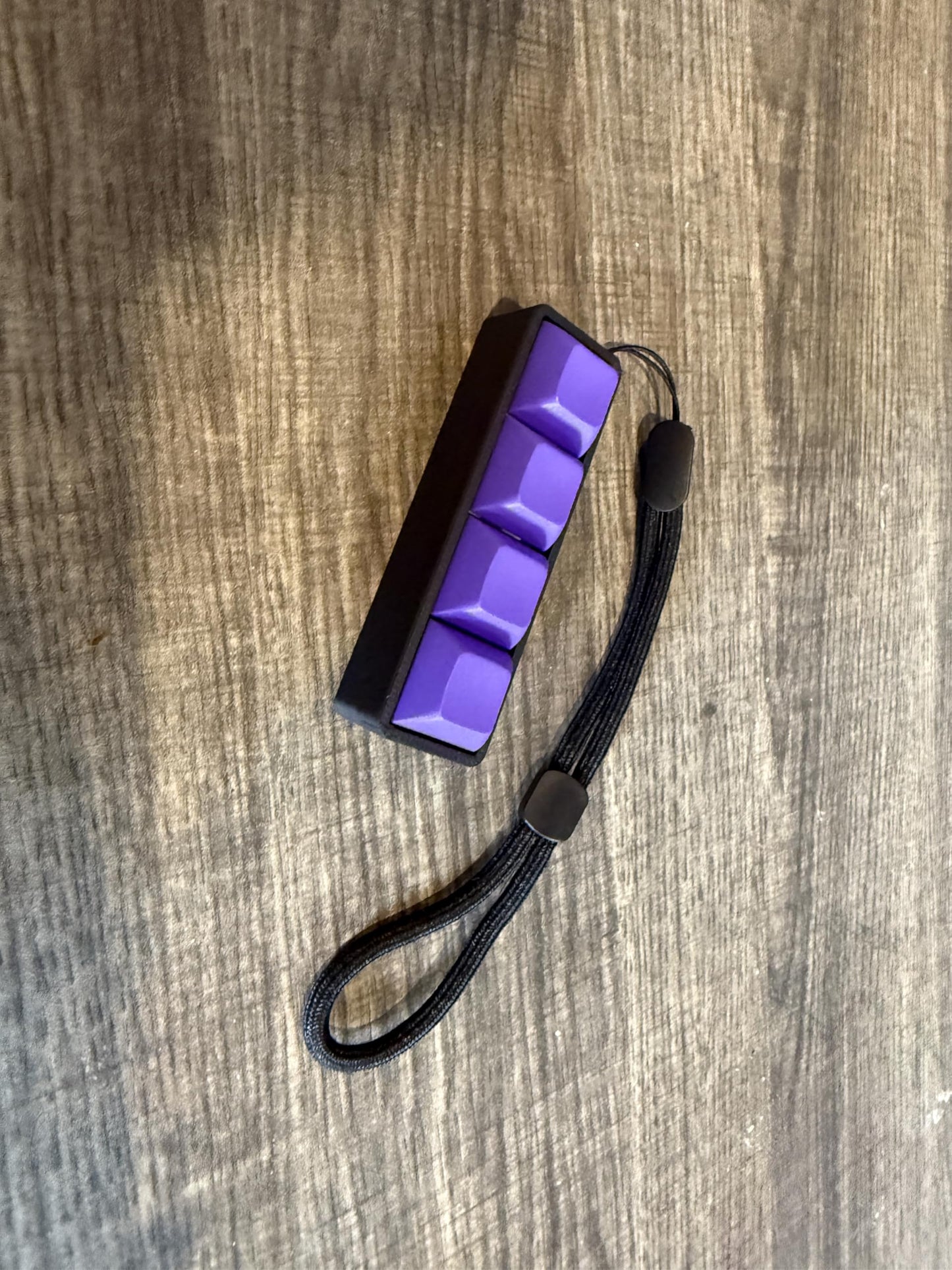 Zkeebs Four-Button Clicky Mechanical Switch Fidget Toy - Plastic, Purple Keycaps, Stress Relief, ADHD - Black Base