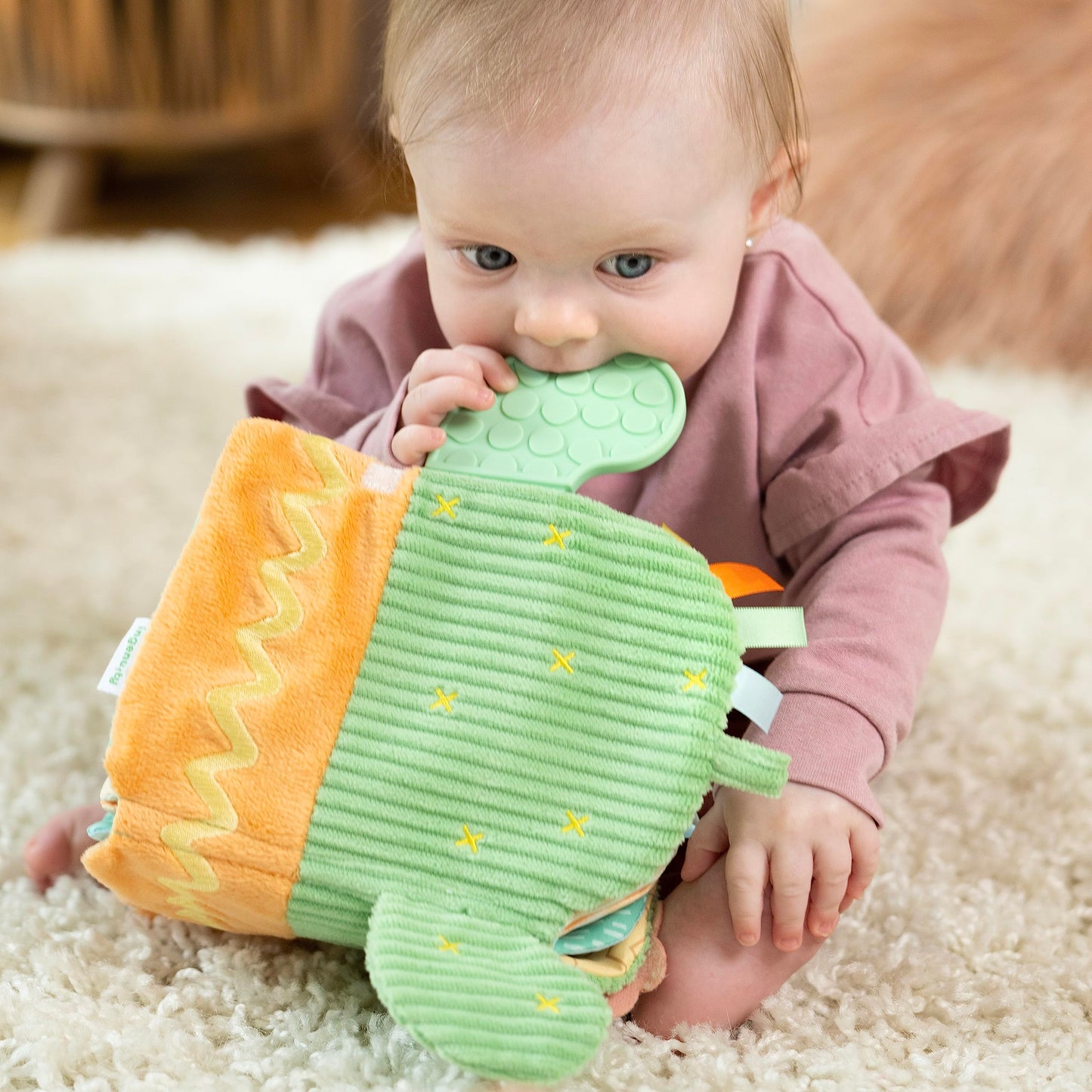 Ingenuity Calm Springs Soft Teething Activity Book - Multi-Texture Crinkle, Teether, Number Learning, Mirror, Unisex, For Ages 0