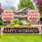 Happy Retirement Decorations For Women Large Rose Gold And Black Happy Retirement Banner Yard Sign With 18Pcs Rose Gold Retirement Balloons For Women Men Retirement Farewell Anniversary Party Supplies