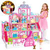 Doll House For Girls,13 Rooms Dollhouse With Dolls Figure, Puppies,Furnitures, Accessories, Led Light, Toddler Playhouse Gift For For 3 4 5 6 7 8 9 10 Year Old Girls Toys (Pink)