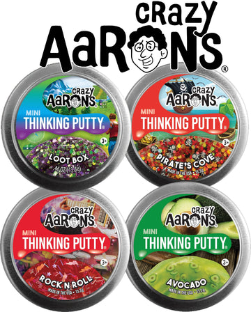 Crazy Aaron'S Putty Mini Tins Loot Box, Rock N' Roll, Pirate'S Cove & Avocado Gift Set Bundle - 4 Pack (13.3G Each)