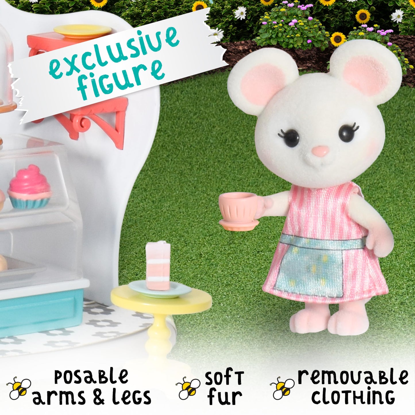 Honey Bee Acres Bees Teas Pastry Shop, Complete Set With Miniature Doll Figure, 35 Pieces , Ages 3+