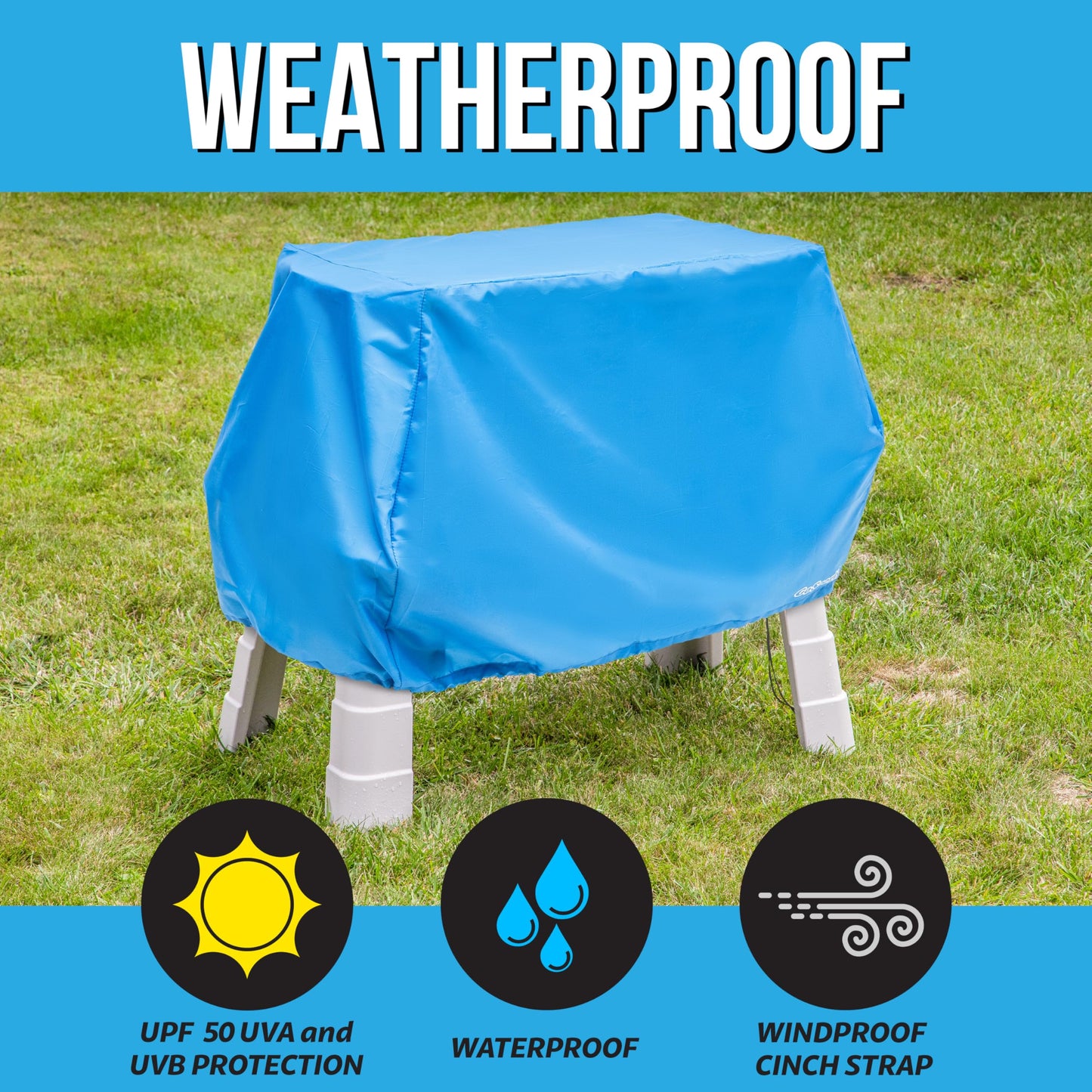 GoSports Universal Kids Water Table Cover - Anti-UV, Waterproof - Fits up to 41 x 25 x 34 Inches - Cover ONLY - Blue