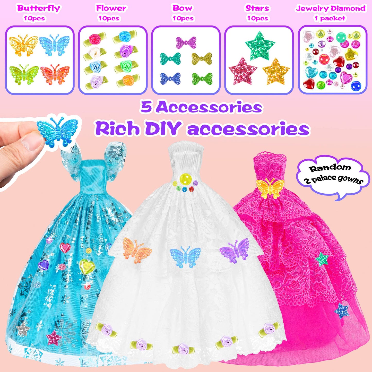 Ebuddy 140 Pack Doll And Closet Set Fashion Diy Wardrobe Doll Clothes And Accessories Including Doll, Wardrobe, Wedding Dress,Shoes, Necklace, Bags And More For 11.5 Inch Doll(One Doll)