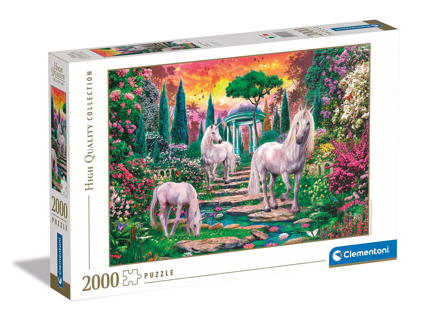 Clementoni - 32575 Classical Garden Unicorns Puzzle Collection - 2000 Pieces - Adult Puzzle, Entertainment For Adults - Made In Italy