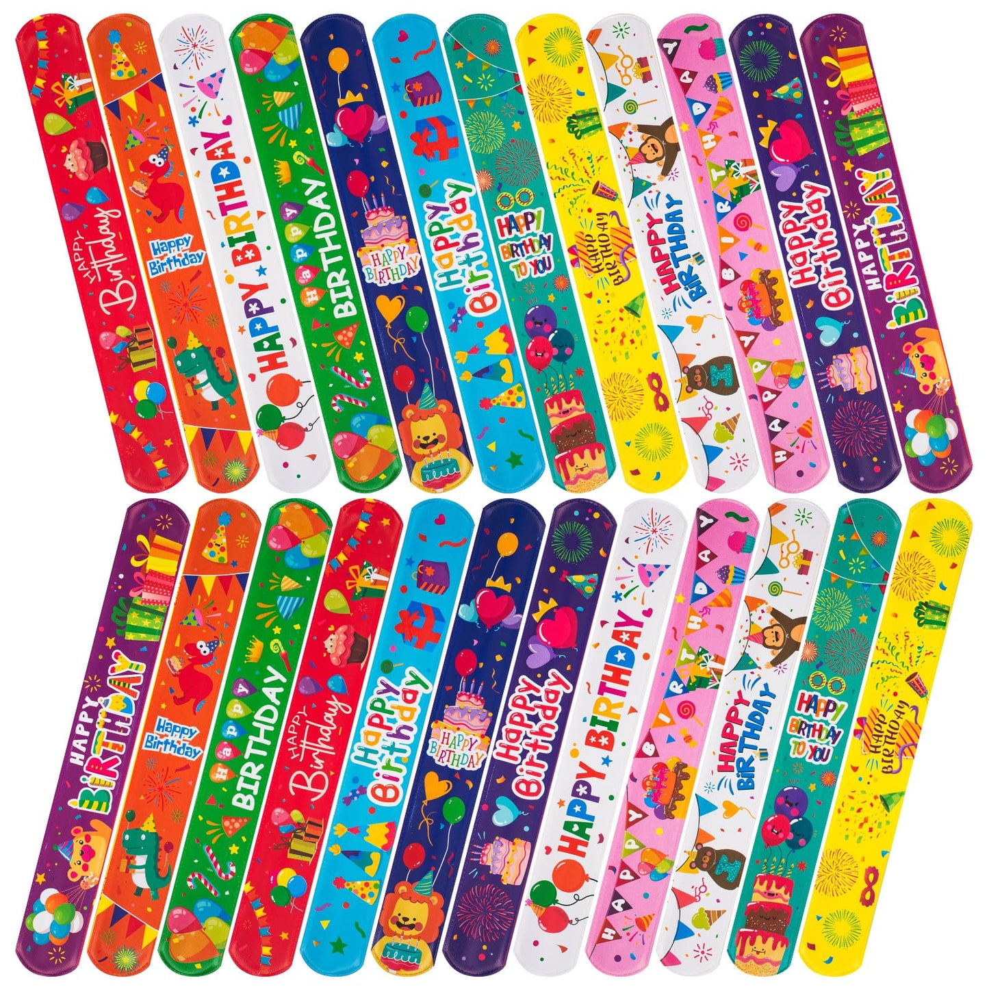 36 Pcs Happy Birthday Slap Bracelets for Kids Birthday Bracelets Bulk for classroom Snap Bracelet Party Favors Supplies for Boys