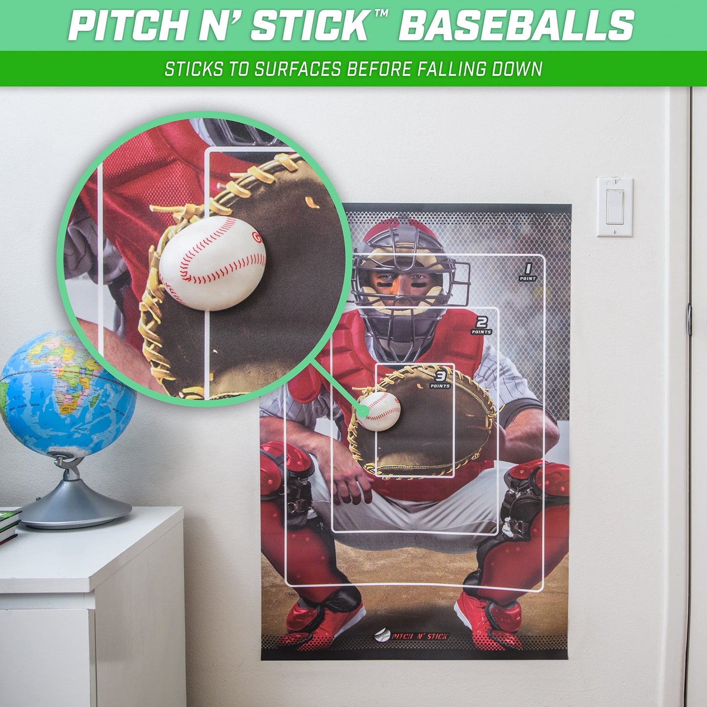 GoSports Pitch N Stick Replacement Baseballs 4 Pack - Sticky Baseballs for Pitch N Stick Baseball Game