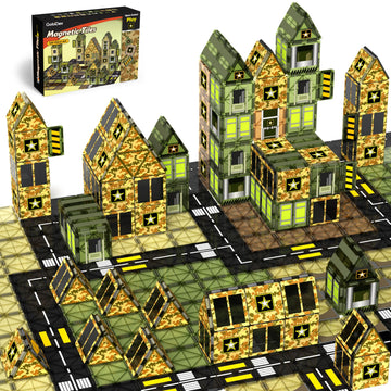 Gobidex 100 Pcs Magnetic Tiles Army Toys For Boys, Magnetic Building Blocks Army Men Playset, Stem Learning Construction Toys For Toddlers Kids Ages 3-5 4-8, Birthday Gifts For Boys Girls 3+ Years Old