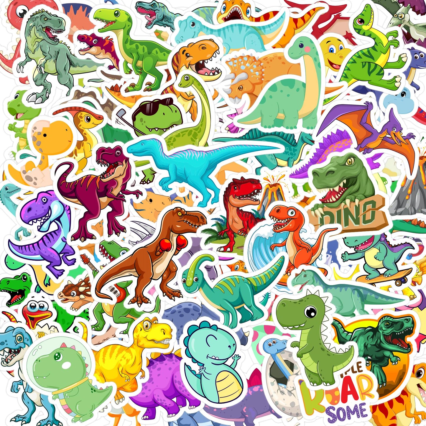 Karslora 105Pcs Dinosaur Stickers, Cute Dino Stickers For Kids, Dinosaur Stickers For Water Bottles,Teacher Reward Stickers, Din