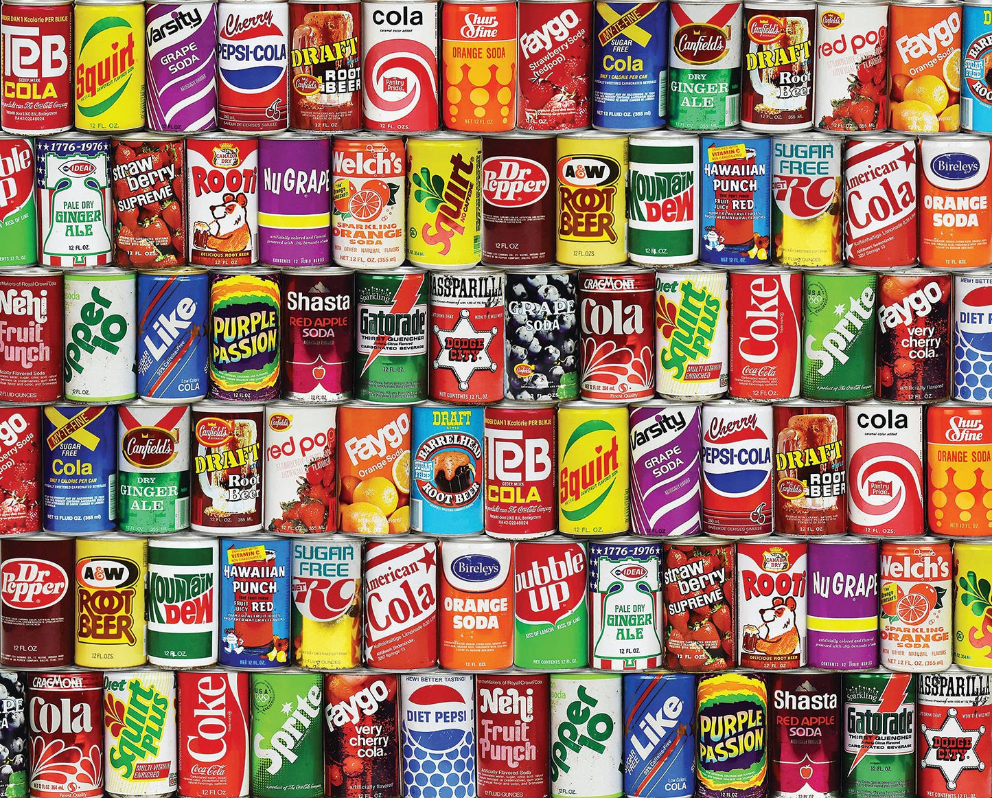 Springbok - Retro Refreshments - 1000 Piece Jigsaw Puzzle- Vintage Soft Drink Can Collage To Challenge Your Brain