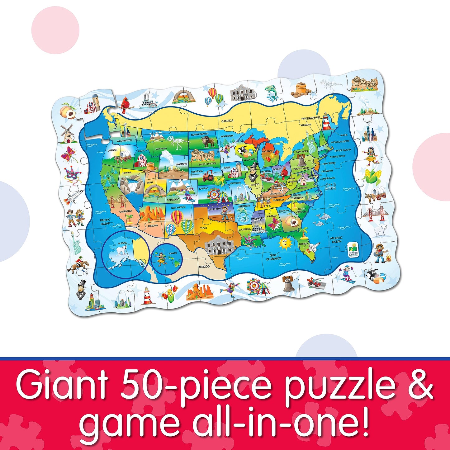 The Learning Journey Puzzle Doubles - Find It! Usa - 50 Piece Puzzle - Toddler Toys & Gifts For Boys & Girls Ages 3 And Up - Award Winning Puzzle (Model: 697368)