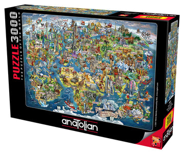Anatolian 3000 Piece Jigsaw Puzzle - Wonderful World Map, Model 4923, Multicolor Cardboard, Standard Size