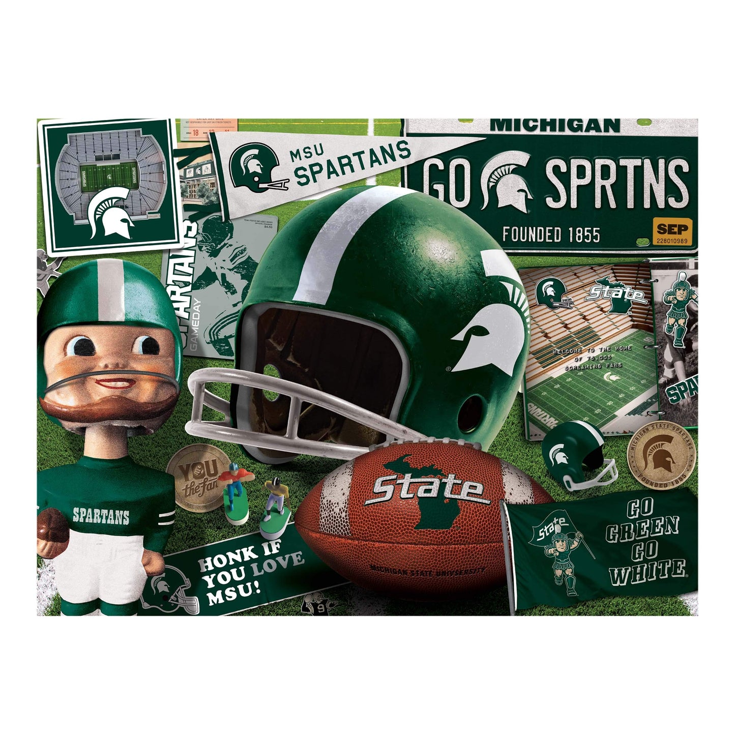 Youthefan Ncaa Michigan St Spartans Retro Series Puzzle - 500 Pieces, Large