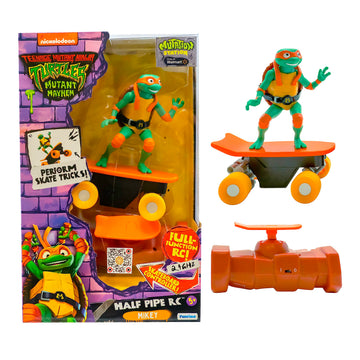 Teenage Mutant Ninja Turtles Michelangelo RC Vehicle - Half Pipe Skateboard, 2.4GHz Controller, Ages 5+, Plastic Material