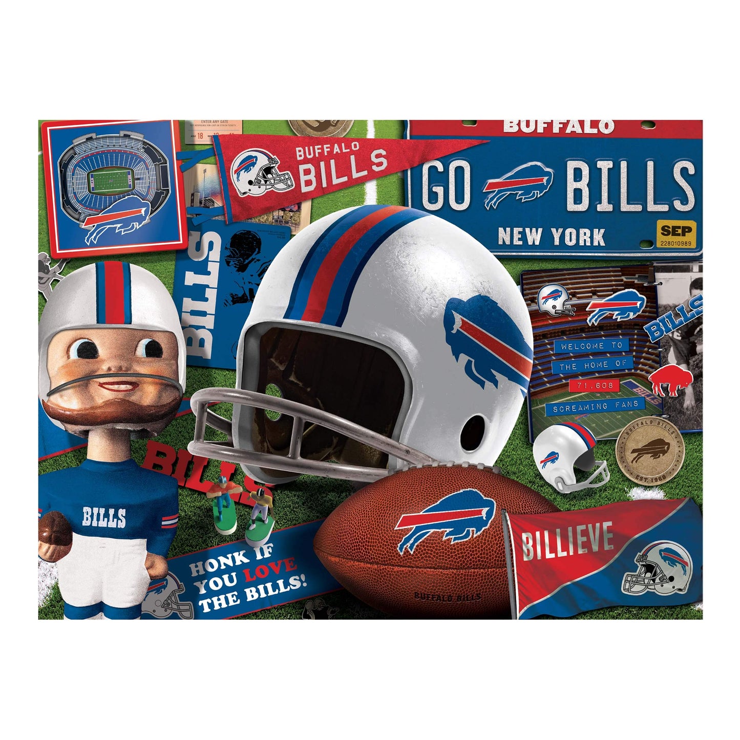 YouTheFan NFL Buffalo Bills Puzzle - 500 Pieces, Cardboard, Team Colors, Model 0951247
