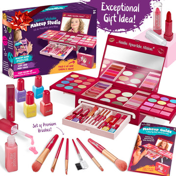 Kids Makeup Kit For Girls - Non-Toxic Real Washable Make Up Set For Little Girls - Pretend Play Toy Birthday Gift Idea For Girl