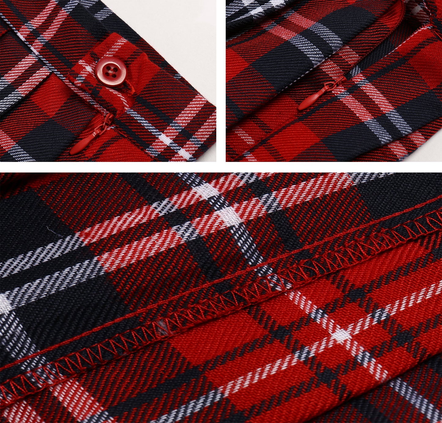 Girl'S Japan A-Line Kilt Plaid Pleated Anime Costumes Skirts (Xs,Red Blue)