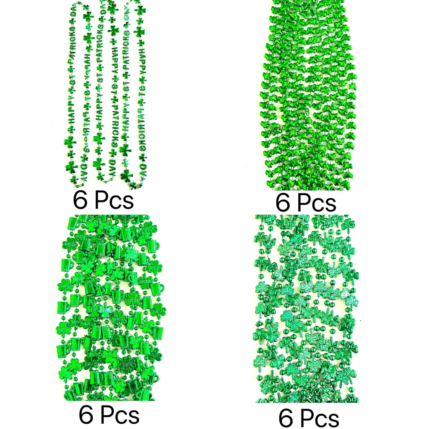 Gzyssl 100 Pcs With 10 Styles St. Patrick'S Day Beads Necklaces Green Irish Festival Shamrock Parade Party Bead Necklace St. Pat
