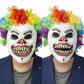 PartyHop Clown Mask with Wig Moving Jaw Latex Full Head Scary Horror Mask Fancy Dress for Halloween Carnival Costume Party