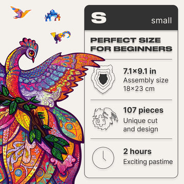 Unidragon Wooden Jigsaw Puzzles - Fairy Bird, 107 Pcs, Small 7.1 X 9.1, Beautiful Gift Package, Unique Shape Best Gift For Adults And Kids