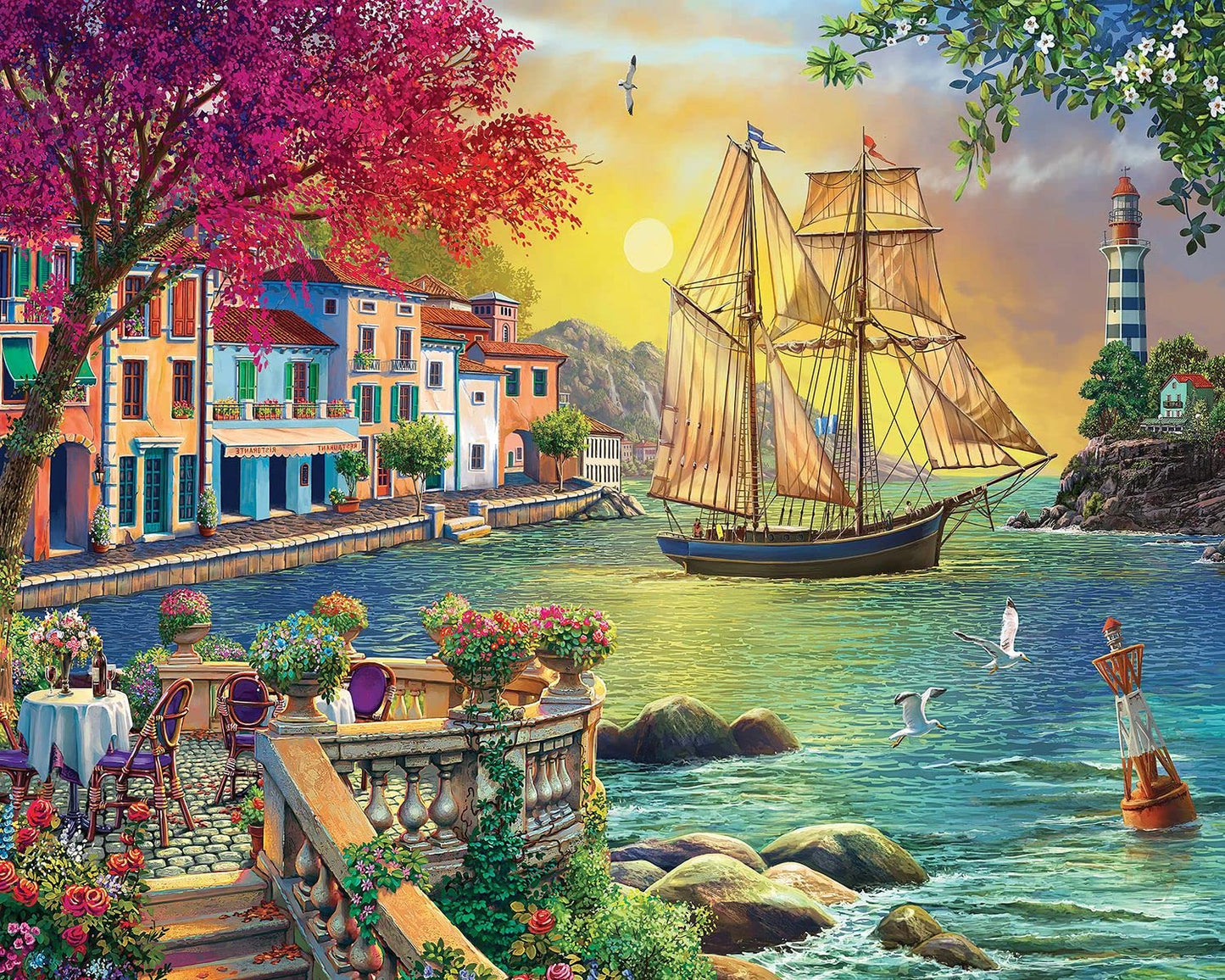 Springbok Oceanside Sunset 1000 Piece Jigsaw Puzzle for Adults - Unique Cut Pieces - Made in USA