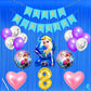 8Th Frozen Theme Happy Birthday Banner Decoration Kit Combo Sky Blue For 8 Year Old Baby Boys Girls Kids 5 Pc Elsa Anna Theme 10