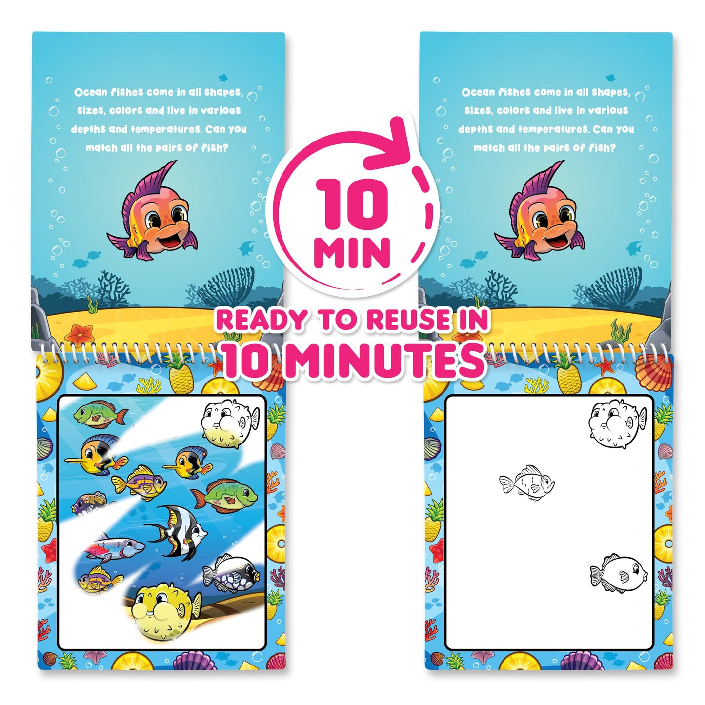 Scentco Water Magic - Scented Reusable Water Reveal Activity Books - No Mess, All Fun (Forest Friends And Ocean Friends)