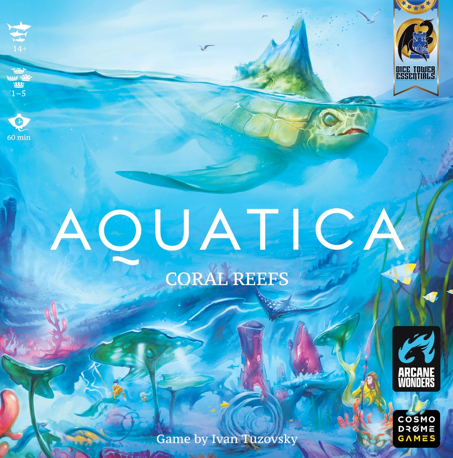 Arcane Wonders Aquatica Coral Reef Expansion Board Card Game - New Underwater Creatures Encounters - 1 to 5 Players Ages 14+ 60