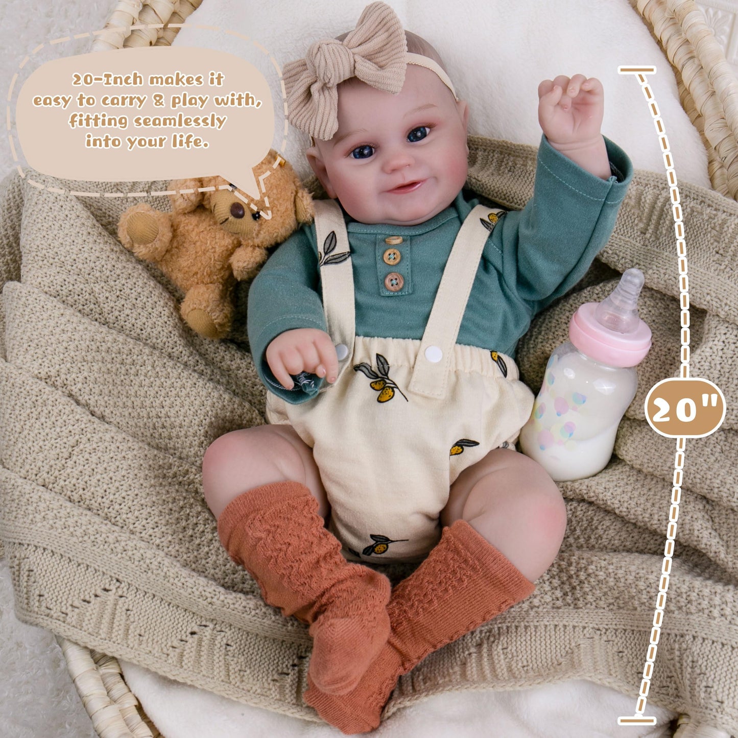 Ekokiz Realistic Baby Dolls 20- Inch Baby Dolls That Look Real Reborn Baby Doll Soft Cloth Body Newborn Girl With Realistic Feat