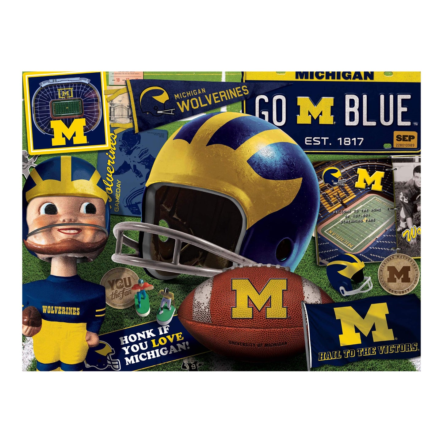 YouTheFan NCAA Michigan Wolverines Retro Puzzle - 500 Pieces, Cardboard, Team Colors, Model 0950165