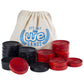 We Games Wooden Checkers Pieces With Drawstring Storage Bag - 24 Checker Pieces Only - Red & Black, 2-Inch Diameter