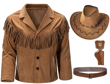 Kaipute Cowboy Costume Kids Jacket For Boys Girls Western Role Play Halloween Party Cosplay 9-10 Years Yellow