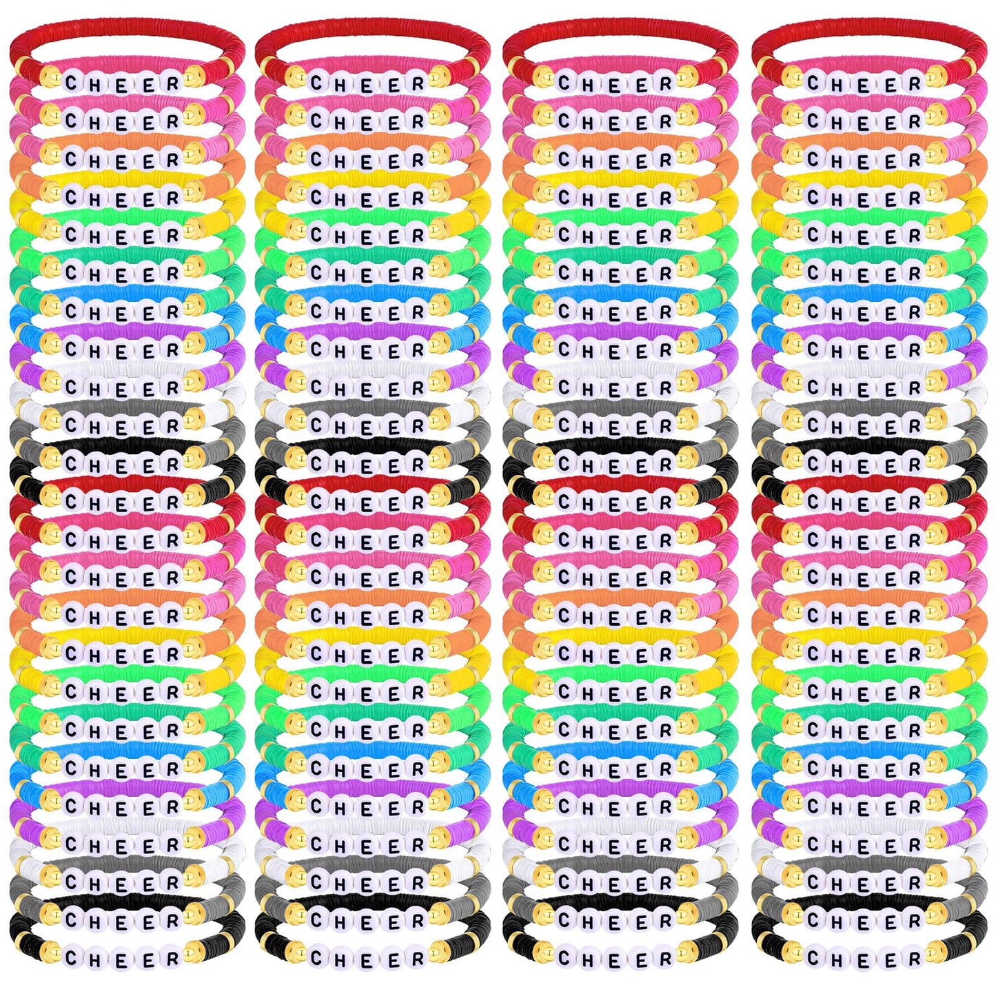 Luyi 96 Pcs Cheer Bracelets For Team Cheer Gifts Cheerleader Gifts Set For Cheer Stuff Women Preppy Heishi Beaded Friendship Y2K