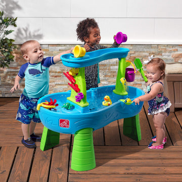 Step2 Rain Showers Splash Pond Water Table, 39"x24"x32", Plastic, Blue/Green, 13 Piece Accessories, Ages 1.5+