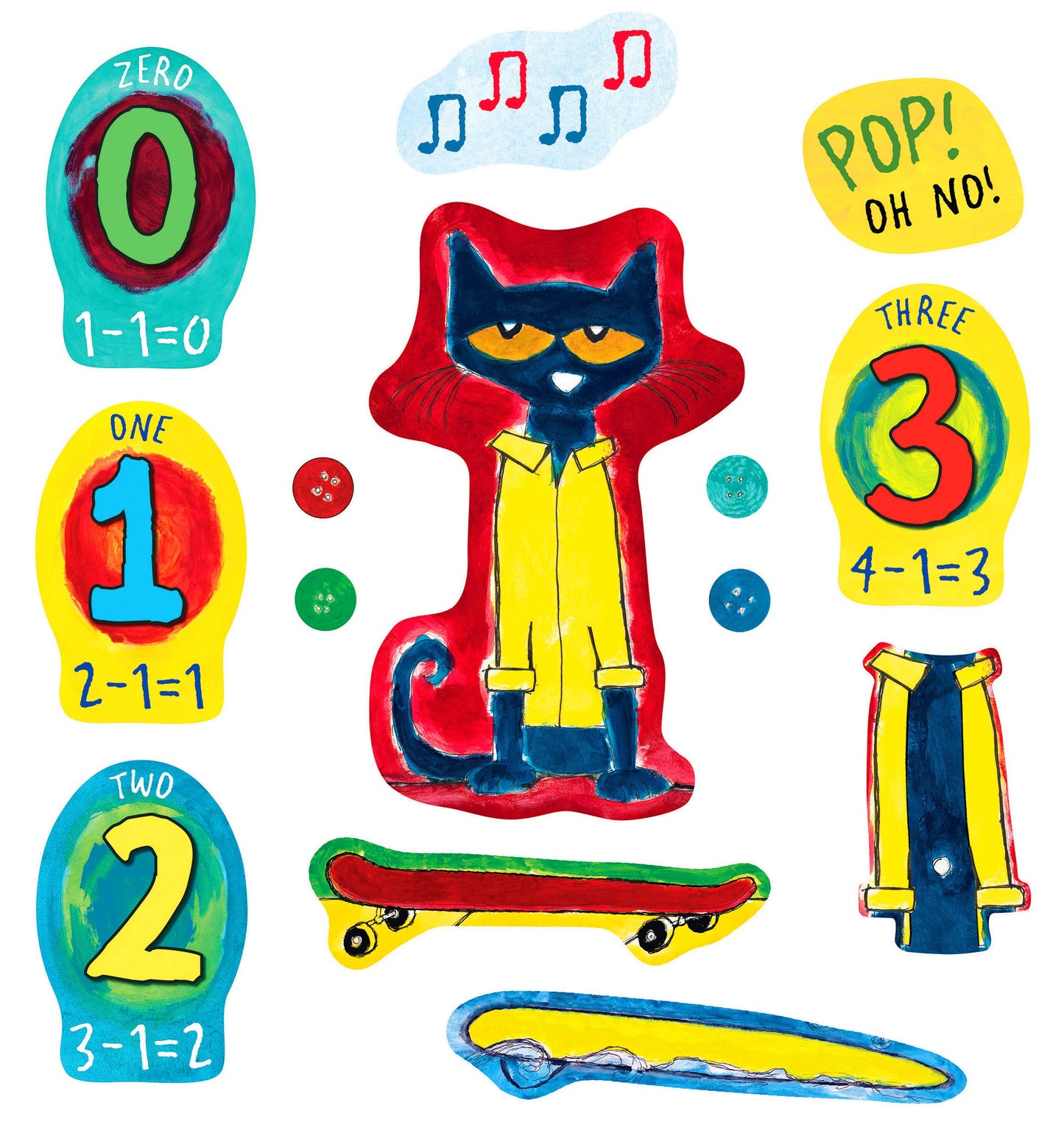 Little Folk Visuals Pete The Cat Felt Board Figures Set, 14 Pieces, Multicolor, Model 22852, Polyester