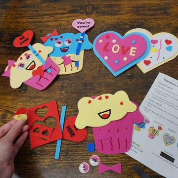 4Es Novelty Valentines Crafts for Kids Foam (Makes 12) Magnet Cupcake & Heart Cookie Kit Valentines Day Crafts for Kids Bulk fo